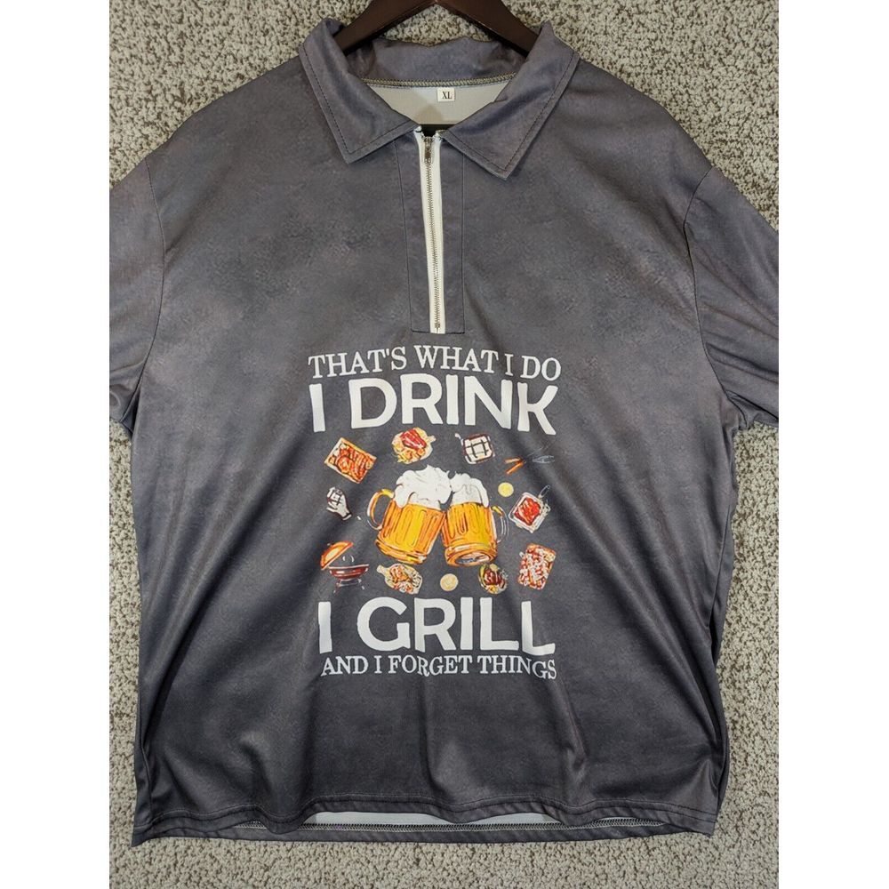 That's What I Do I Drink I Grill And I‎ Forget Things Beer Men's 1/4 Zip T-Shirt